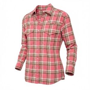 Levi's Women’s Coral Plaid Button-Down Snap Long Sleeve Shirt Size Medium US
